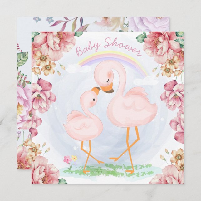 Flamingos Shower Invitation (Front/Back)