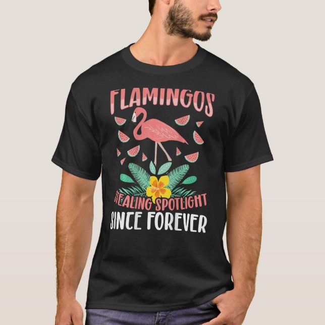 Flamingos Stealing The Spotlight Since Forever Bac T-Shirt (Front)