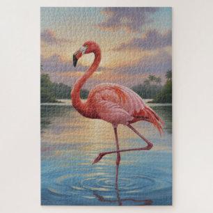 Flamingo's Sunset Dance Jigsaw Puzzle