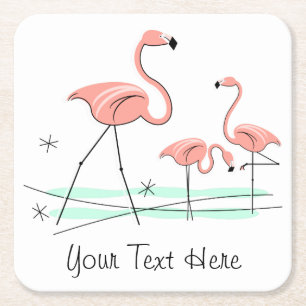 Flamingos Trio 2 Text coasters