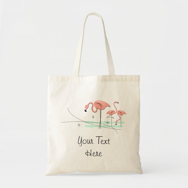 Flamingos Trio 3 'Text' tote bag (Front)