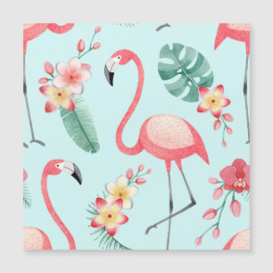 Flamingos Tropical Flowers Watercolor Pattern