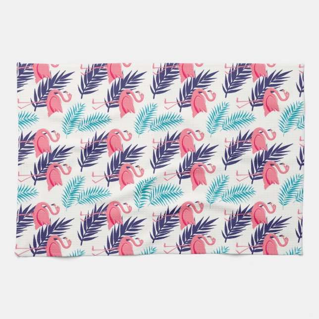 Flamingos Tropical Pattern Tea Towel (Horizontal)