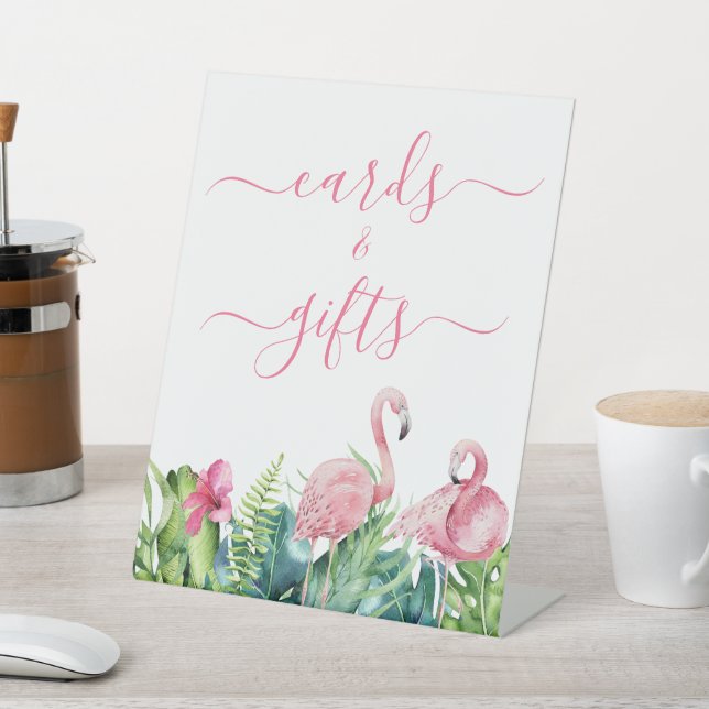 Flamingos Tropical Shower Cards & Gifts Sign (In SItu)