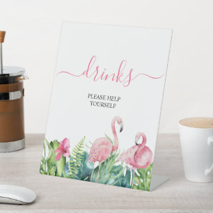 Flamingos Tropical Shower Drinks Sign