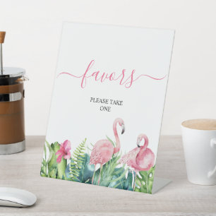 Flamingos Tropical Shower Favors Sign