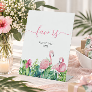 Flamingos Tropical Shower Favours Sign