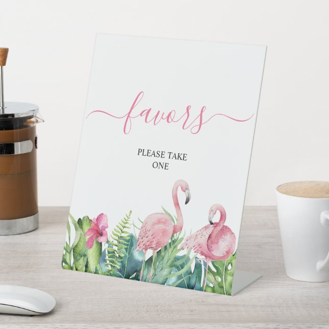 Flamingos Tropical Shower Favours Sign (In SItu)