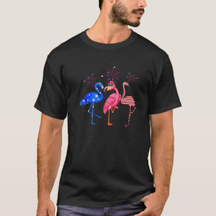 Flamingos USA Flag 4th Of July Independence Day Pa T-Shirt