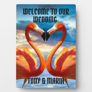 FLAMINGOS WELCOME WEDDING SIGN PLAQUE