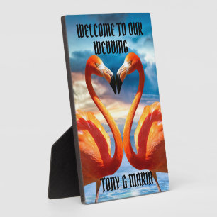 FLAMINGOS WELCOME WEDDING SIGN PLAQUE
