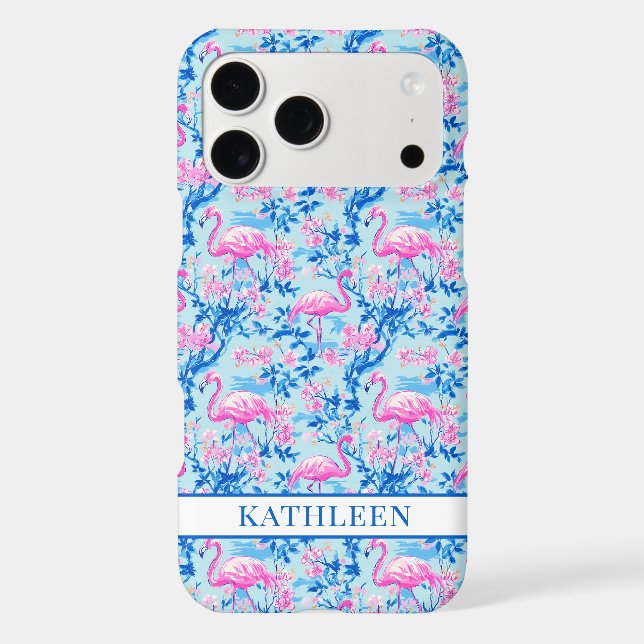 Flamingos with Pink Flowers Monogrammed (Back)