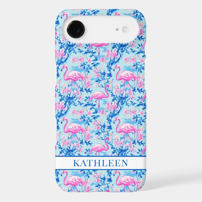 Flamingos with Pink Flowers Monogrammed (Back)