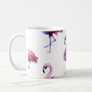 Flamingos with splashes: watercolor pattern. coffee mug