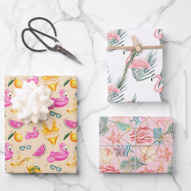 Flamingos Wrapping Paper Sheet (Front)