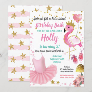 FlamingoTutu Ballerina Girl Birthday Party Invitation