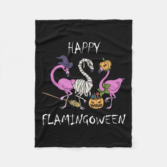 Flamingoween Funny Flamingo Halloween  Fleece Blanket (Front)