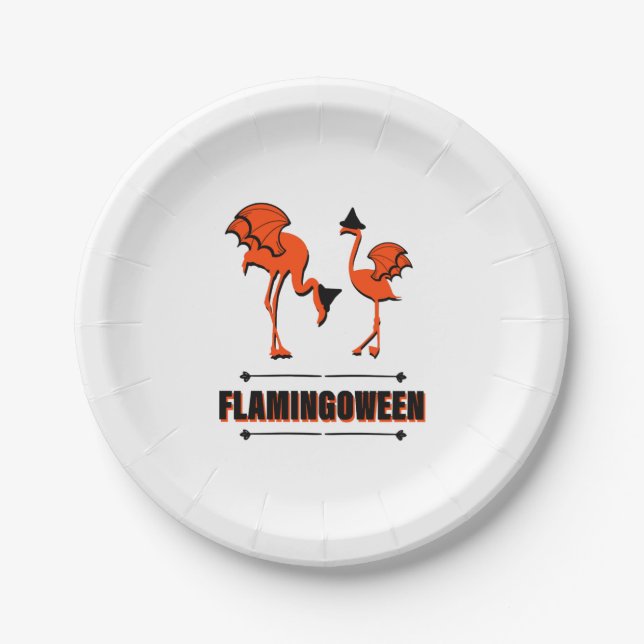 Flamingoween - Halloween Paper Plate (Front)
