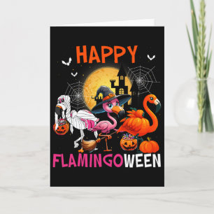 Flamingoween Halloween Pink Flamingo Costume Skele Card