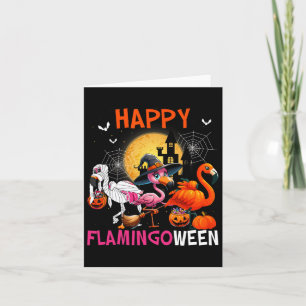 Flamingoween Halloween Pink Flamingo Costume Skele Card