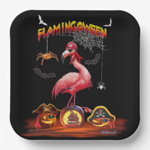 FLAMINGOWEEN PAPER PLATE