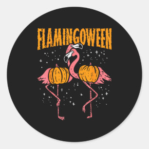 Flamingoween Pumpkin Flamingos Funny Bird Hallowee Classic Round Sticker