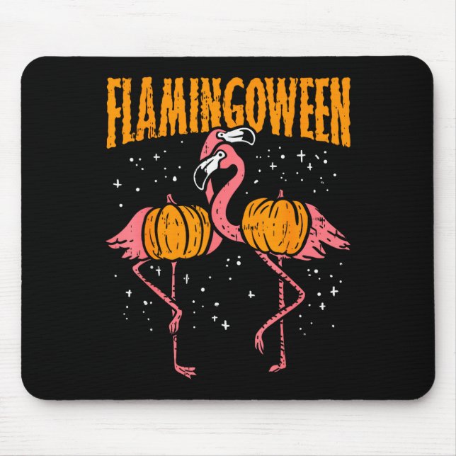 Flamingoween Pumpkin Flamingos Funny Bird Hallowee Mouse Mat (Front)