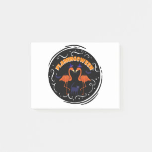 Flamingoween Vintage Pumpkin Flamingo Witch Post-it Notes