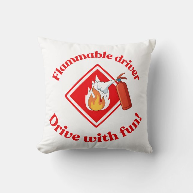 Flammable Driver Trucker | Funny ADR Hazmat Cushion (Front)