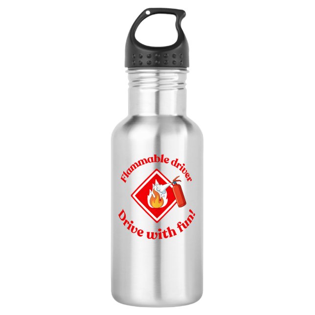 Flammable Driver Trucker Gift | Funny ADR Hazmat 532 Ml Water Bottle (Front)