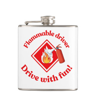 Flammable Driver Trucker Gift | Funny ADR Hazmat Hip Flask