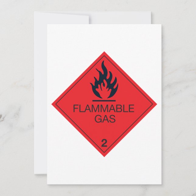 Flammable Gas Safety Label Hazard Warning Sign  Invitation (Front)
