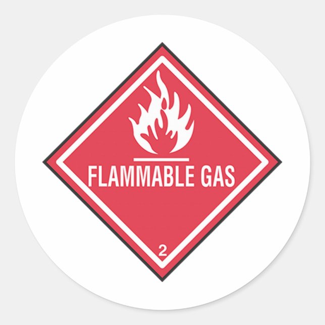 Flammable Gas Sign Classic Round Sticker (Front)