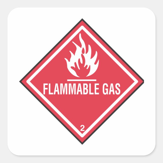 Flammable gas warning square sticker (Front)
