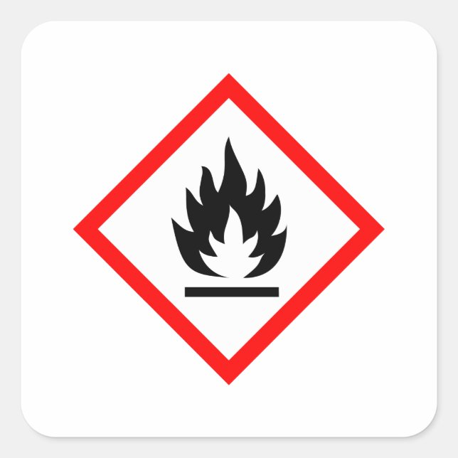Flammable Pictogram / Symbol Square Sticker (Front)