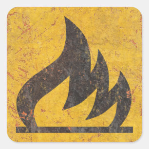 Flammable Warning Sign Square Sticker