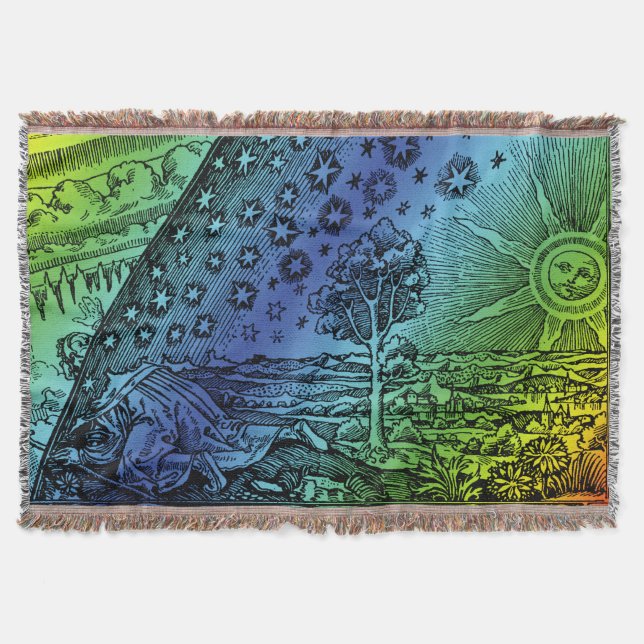 Flammarion Heaven and Earth Engraving Artwork Throw Blanket (Front)