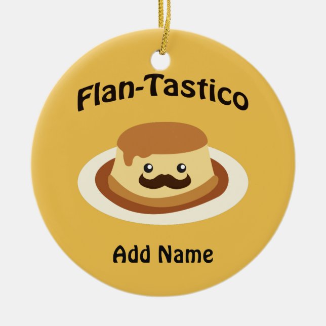 Flan-Tastico! Cute Flan Ceramic Tree Decoration (Front)