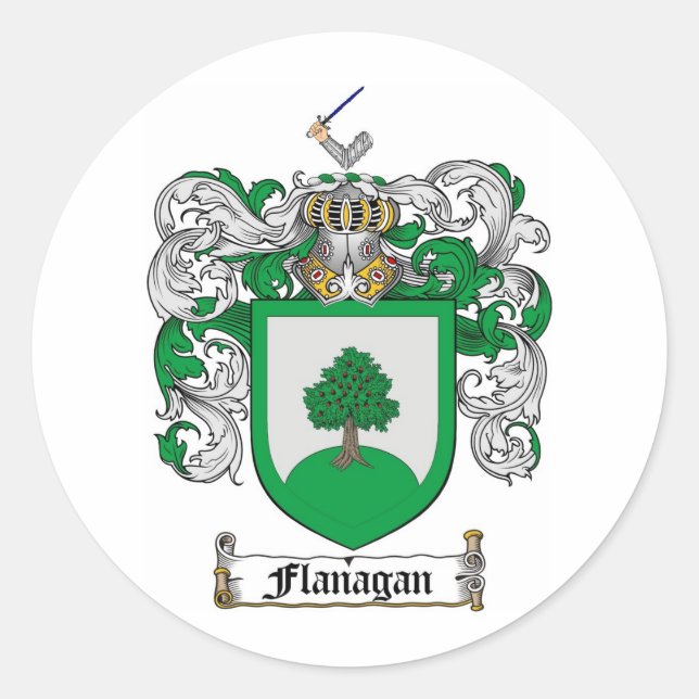 FLANAGAN FAMILY CREST -  FLANAGAN COAT OF ARMS CLASSIC ROUND STICKER (Front)
