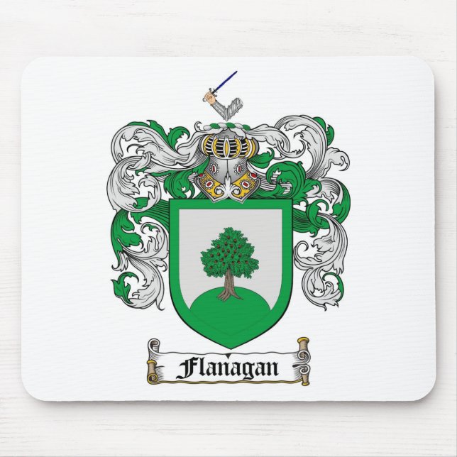 FLANAGAN FAMILY CREST -  FLANAGAN COAT OF ARMS MOUSE MAT (Front)