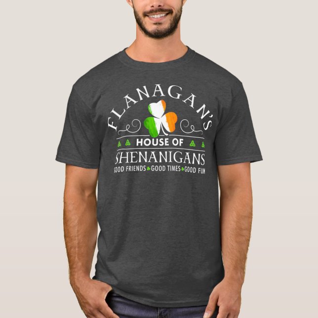 Flanagan  House of Shenanigans St Patricks Day T-Shirt (Front)