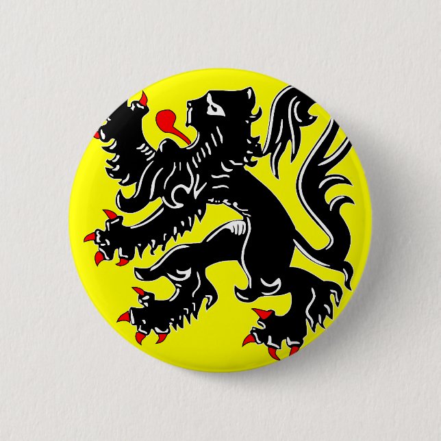 Flanders, Belgium flag 6 Cm Round Badge (Front)