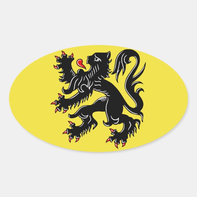 Flanders (Belgium) Flag Oval Sticker (Front)