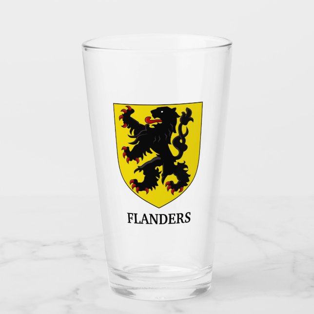 Flanders Coat of Arms Heraldic Lion Glass (Front)