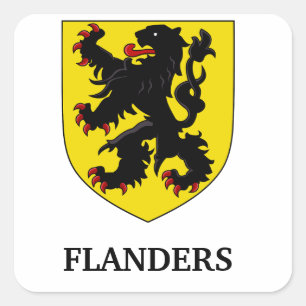 Flanders Coat of Arms Heraldic Lion Square Sticker
