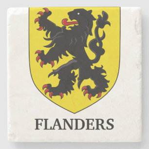 Flanders Coat of Arms Heraldic Lion Stone Coaster