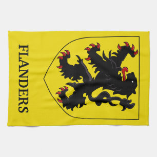 Flanders Coat of Arms Heraldic Lion Tea Towel