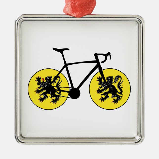 Flanders Flag Cycling Metal Tree Decoration (Front)