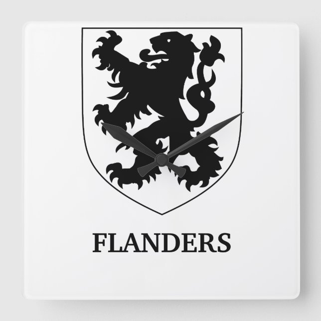 Flanders Lion Graphic Design Art Square Wall Clock (Front)