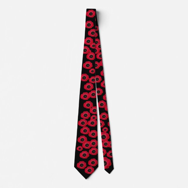 Flanders Poppies Men's Custom Tie (Front)